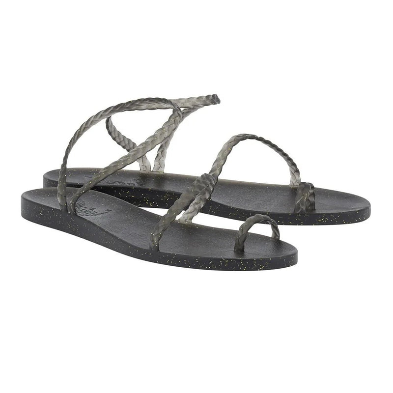 Sandals Ancient Greek Sandals Eleftheria Jelly Glitter Sandals Black/Gold Apoella