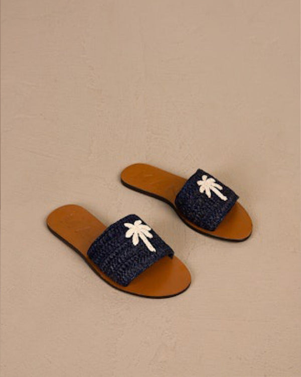 Sandals Manebi Leather Sandals Palm Patriot Blue Apoella