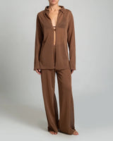 Set Stefania Frangista Spirit Knit Shirt/Pants Set Brown Apoella