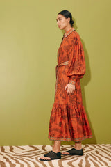 Shirtdress Alemais Monkey Dance Silk Shirtdress Rust Apoella