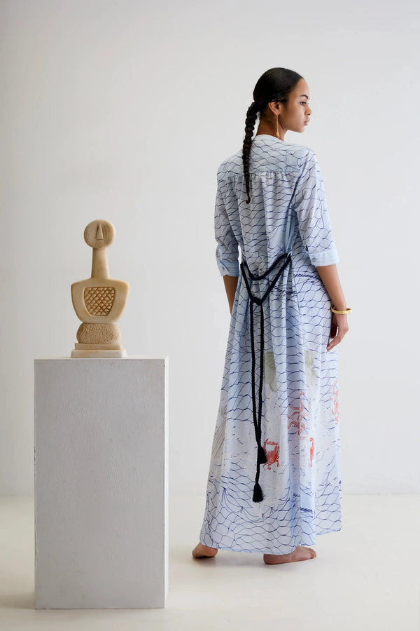Shirtdress Ancient Kallos Aegean Myth Long Shirtdress Light Blue O/S / Light Blue Apoella