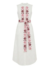 Shirtdress Ancient Kallos Astypalaia Embroidered Shirtdress White/Rasberry Apoella