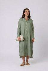 Shirtdress APLA Omega Crinkled Shirtdress Green O/S / Green Apoella