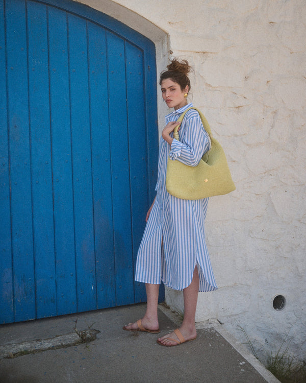 Shirtdress Apoella Kallia Midi Shirtdress Sky/Yellow Stripes Apoella