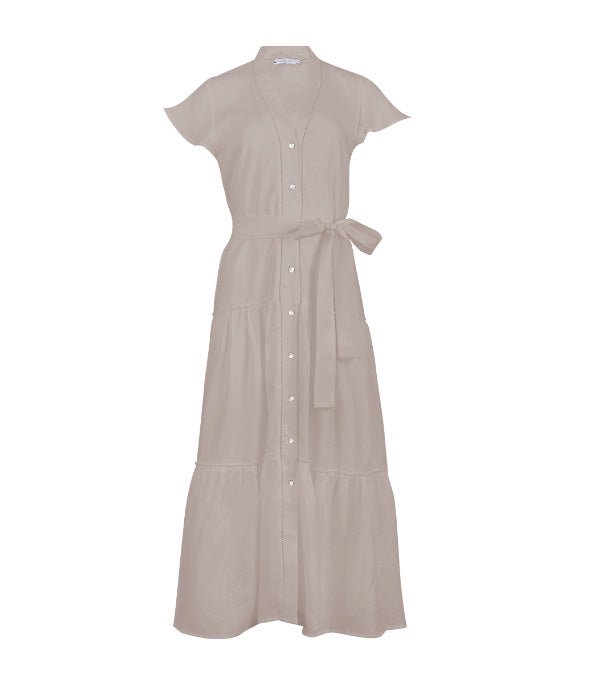 Shirtdress Apoella Milla Long Ruffle Shirtdress Beige Apoella