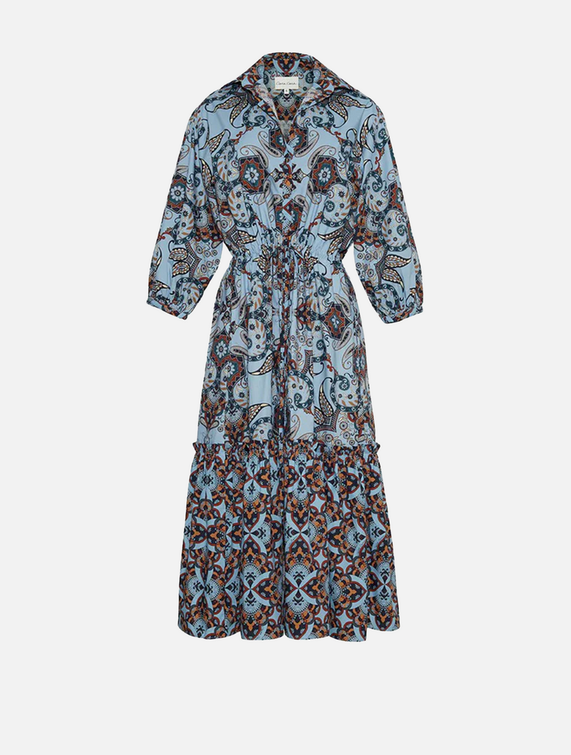 Shirtdress Cara Cara Hutton Shirtdress Blue Vintage Paisley M / Light Blue Apoella