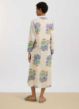 Shirtdress Lisa Corti Long Kurta Cotton Shirtdress Ivory Plumbago Apoella