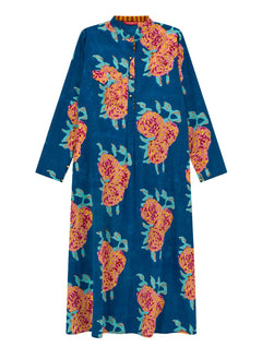Shirtdress Lisa Corti Long Open Kurta Cotton Shirtdress Dark Teal Apoella