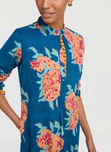Shirtdress Lisa Corti Long Open Kurta Cotton Shirtdress Dark Teal Apoella