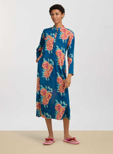 Shirtdress Lisa Corti Long Open Kurta Cotton Shirtdress Dark Teal Apoella