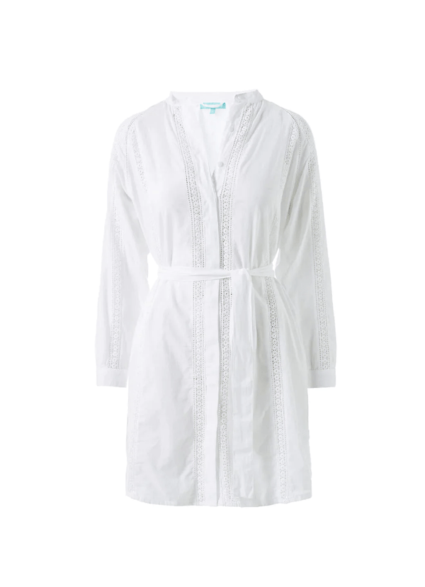 Shirtdress Melissa Odabash Emily Crochet Belted Short Shirtdress White / S Apoella