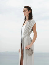 Shirtdress Zeus n Dione Regatta Long Textured Silk Shirtdress Silver 38 / Silver Apoella