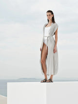 Shirtdress Zeus n Dione Regatta Long Textured Silk Shirtdress Silver 38 / Silver Apoella
