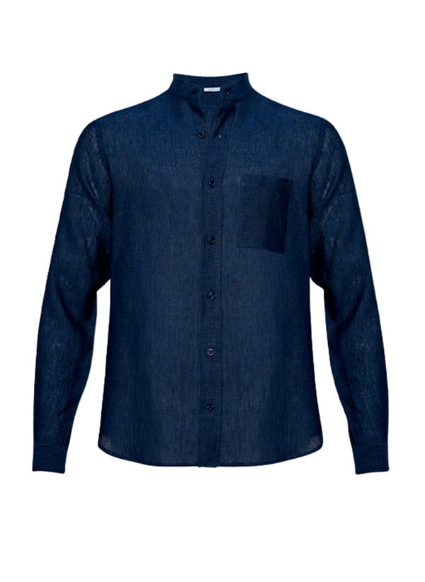 Shirts APOELLA Apollo Linen Mao Shirt Denim Apoella