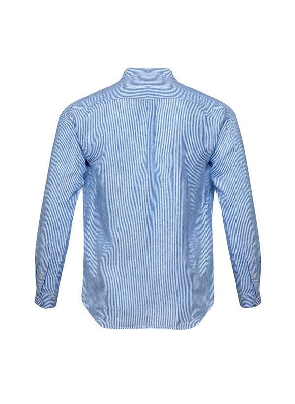 Shirts APOELLA Apollo Linen Mao Shirt Striped White/Blue Apoella