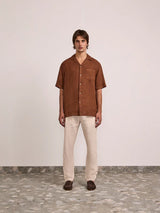 Shirts Frescobol Carioca Angelo Linen Short Sleeve Shirt Brown Apoella