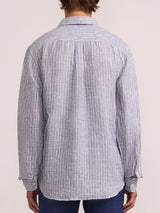 Shirts Frescobol Carioca Telles Striped Linen Regular Shirt Navy Apoella