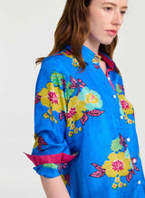 Shirts Lisa Corti Bella Habutai Silk Shirt Blue Apoella