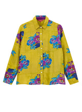 Shirts Lisa Corti Bella Habutai Silk Shirt Green Gold Apoella