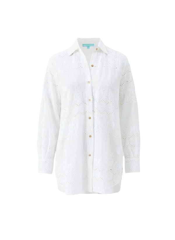 Shirts Melissa Odabash Orla Embroidered Shirt White Apoella