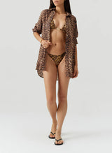 Shirts Melissa Odabash Paige Long Buttoned Shirt Cheetah Apoella