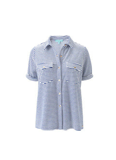 Shirts Melissa Odabash Tori Terry Shirt Navy Stripe Apoella