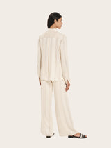 Shirts Zeus n Dione Hera Long Sleeve Textured Silk Shirt Mao Neck Ecru Apoella