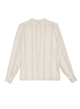 Shirts Zeus n Dione Hera Long Sleeve Textured Silk Shirt Mao Neck Ecru Apoella