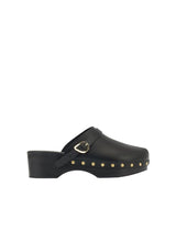 Shoes Ancient Greek Sandals Classic Closed Leather Clog Black Apoella