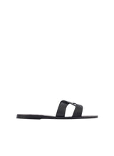 Shoes Ancient Greek Sandals Desmos Leather Slide Sandals Black Apoella