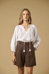 Shorts APOELLA Elli Linen Bermuda Shorts Espresso Apoella