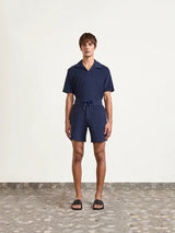 Shorts Frescobol Carioca Augusto Terry Cotton Shorts Navy Blue Apoella