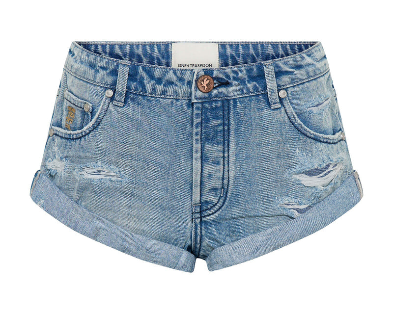 Shorts One Teaspoon Bandits Messed Up Low Waist Denim Shorts Salty Dog Apoella