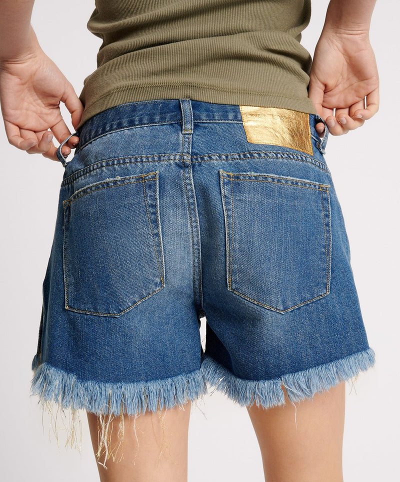 Shorts One Teaspoon Marlons Low Waist Denim Shorts Boyfriend Shredded Gold Apoella