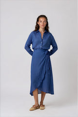 Skirts APLA Chi Crinkled Wrap Skirt Royal Blue Apoella