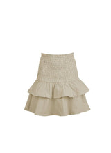 Skirts Apoella Nafsika Smocked Short Skirt Striped Khaki Apoella