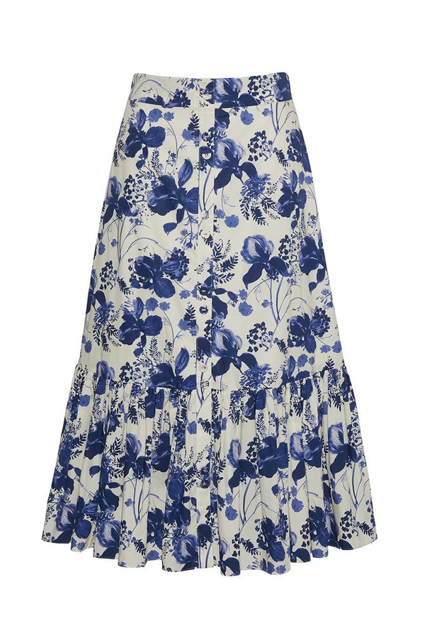 Skirts Cara Cara Georgica Long Skirt Eve Blue Hanging Orchids Apoella