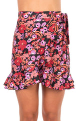 Skirts Emmanuela Swimwear Jane Mini Skirt Bordeaux/Purple Flowers Apoella