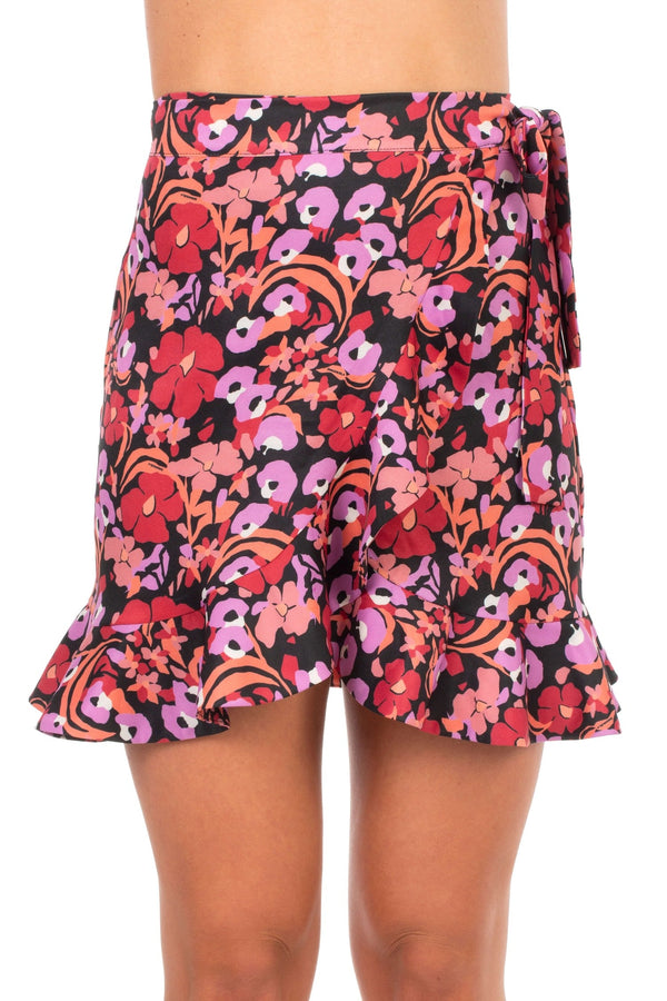 Skirts Emmanuela Swimwear Jane Mini Skirt Bordeaux/Purple Flowers Apoella