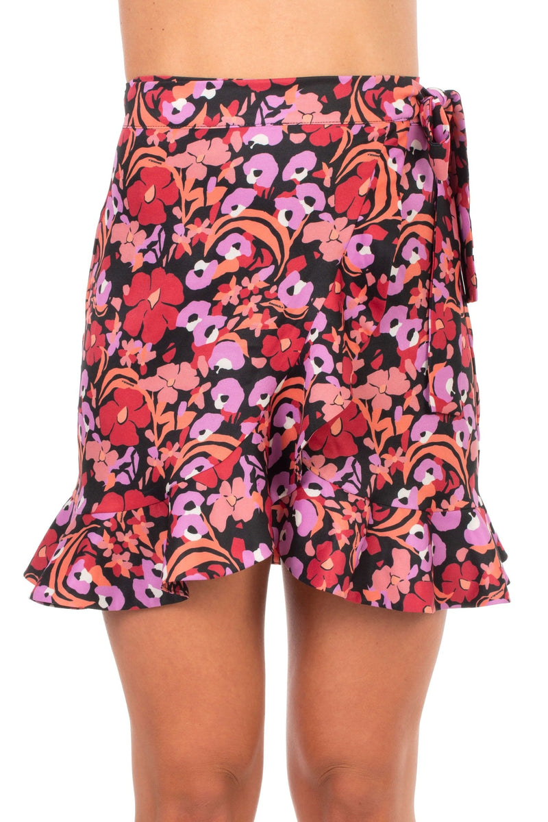 Skirts Emmanuela Swimwear Jane Mini Skirt Bordeaux/Purple Flowers Apoella