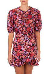 Skirts Emmanuela Swimwear Jane Mini Skirt Bordeaux/Purple Flowers Apoella