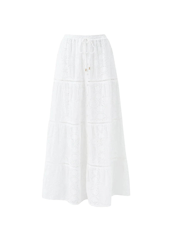 Skirts Melissa Odabash Cinzia Embroidered Long Skirt White Apoella