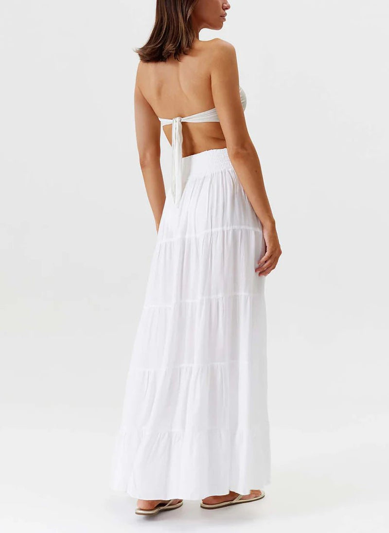 Skirts Melissa Odabash Dee Shirred Buttoned Skirt White Apoella