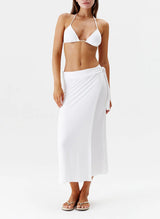 Skirts Melissa Odabash Ida Mid Length Tie Side Wrap Skirt White Apoella