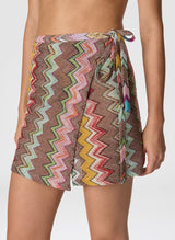 Skirts Missoni Mini Macro Skirt in Lamé Viscose with Zigzag Dark Multi Pattern M / Multi Apoella