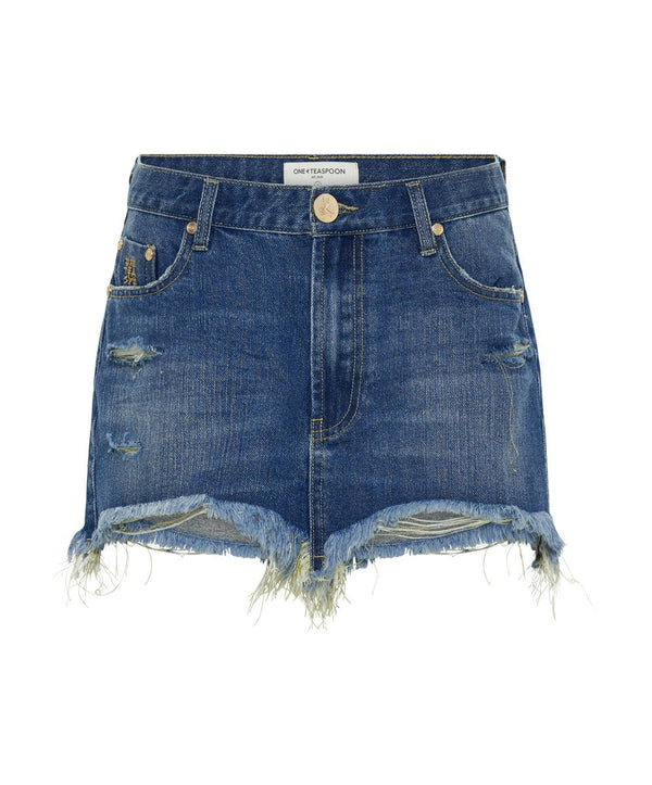 Skirts One Teaspoon Junkyard Denim Skirt Shredded Gold Apoella