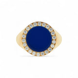 Neon Blue Crystal Ring Gold Plated
