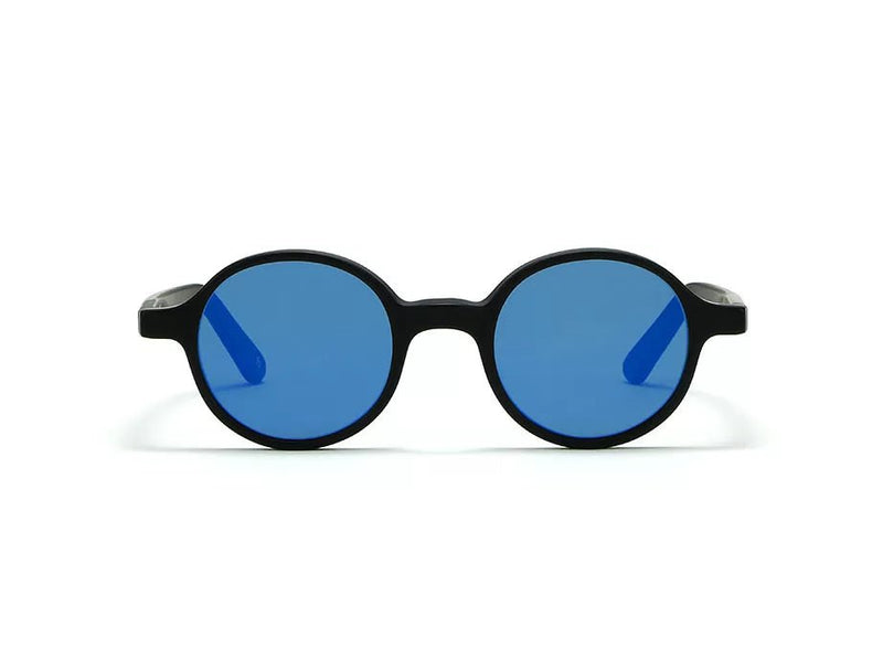 Sunglasses L.G.R. Reunion Flat Blue Mirror Lenses Black Matt O/S Apoella