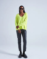 Sweater Absolut Cashmere Angele V Neck Sweater Neon Lemon Apoella