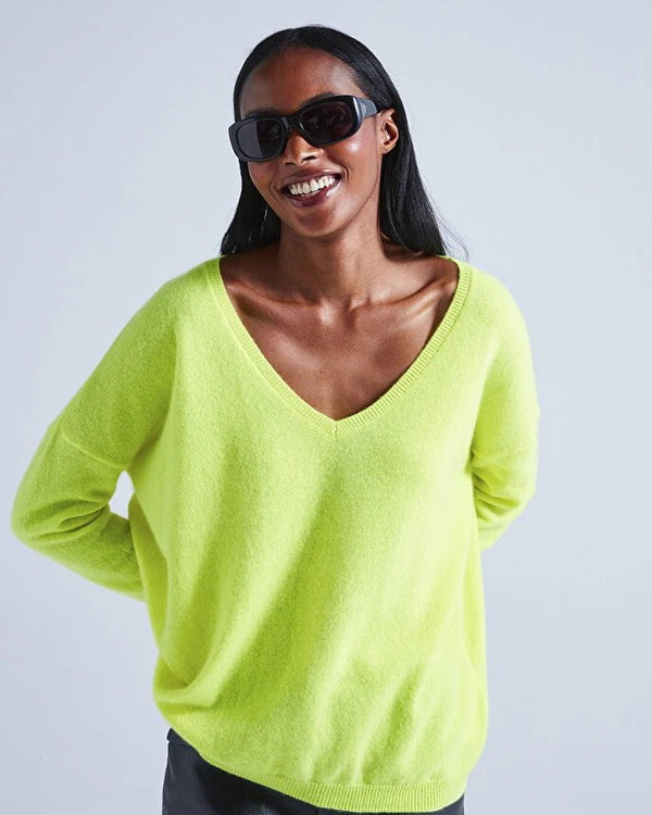 Sweater Absolut Cashmere Angele V Neck Sweater Neon Lemon Apoella